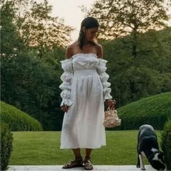 SLEEPER Michelin Linen Off-Shoulder Dress NWT M $320 - Picture 9 of 11